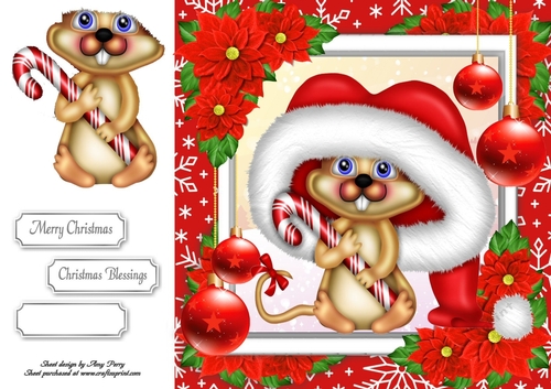 Gorgeous Chipmunk In Santa Hat 8x8
