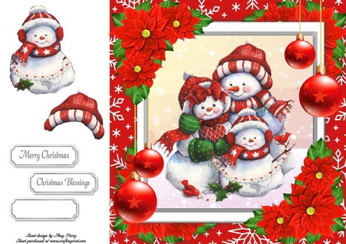 Gorgeous Snowman Family 8x8