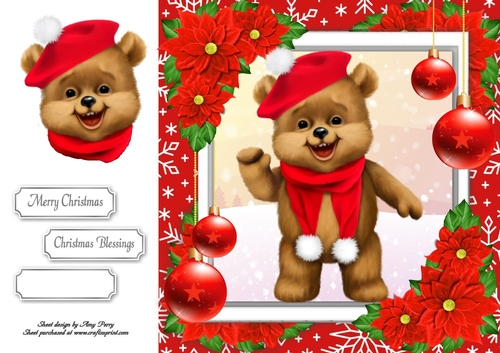 Gorgeous Teddy Bear In Red Hat 8x8