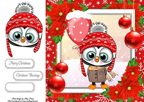 Gorgeous Penguin In Winter Hat 8x8