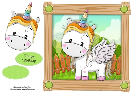 Cute Rainbow Unicorn  8x8