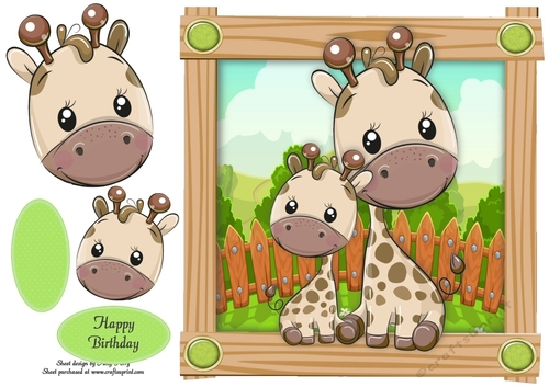 Cute Pair Of Giraffes  8x8