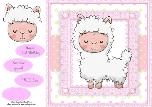 Adorable White Llama In Pink Frame 8x8