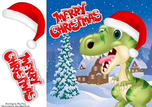 Funny Green & Dark Green Festive Dinosaur 8x8
