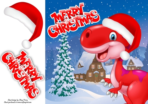 Funny Red Festive Dinosaur 8x8