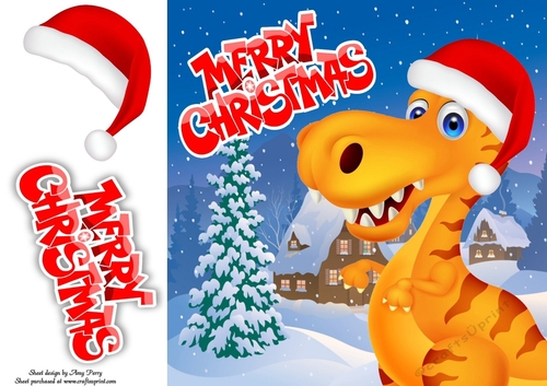 Funny Orange Festive Dinosaur 8x8