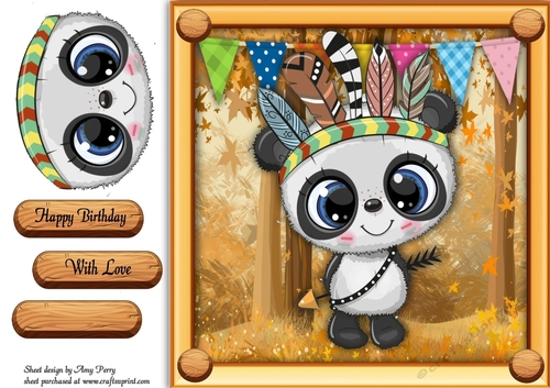 Cute Panda In Indian Fancy Dress 8x8
