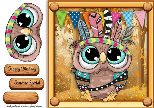 Cute Owl In Indian Fancy Dress 8x8