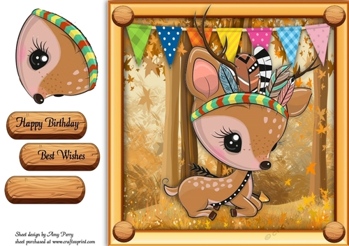 Cute Deer In Indian Fancy Dress 8x8