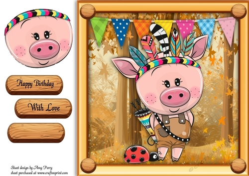 Cute Pig In Indian Fancy Dress 8x8