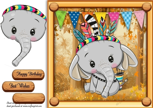 Cute Elephant In Indian Fancy Dress 8x8