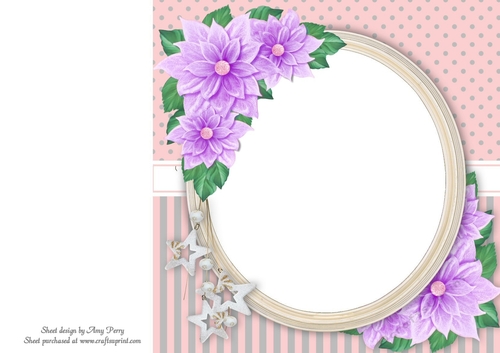 Beautiful Pink & Lilac Christmas Insert Blank 8x8