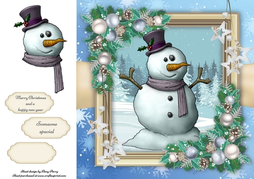 Cute Snowman In Top Hat 8x8