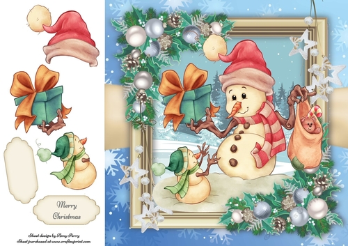 Cute Snowman With Presents  8x8