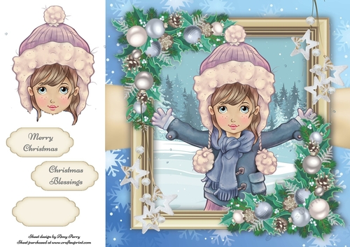 Cute Girl In Bobble Hat  8x8