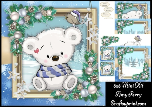 Gorgeous Polar Bear With Blue Scarf 8x8 Mini Kit