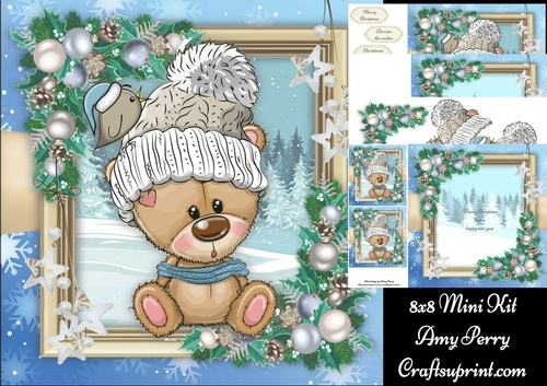 Gorgeous Brown Bear With Bobble Hat 8x8 Mini Kit