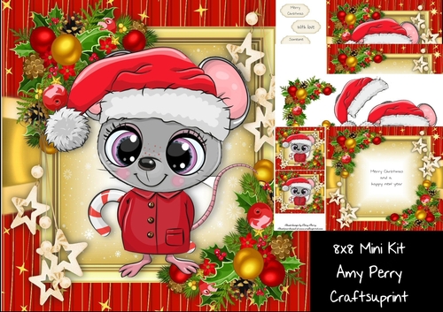 Gorgeous Mouse In Santa Hat 8x8 Mini Kit