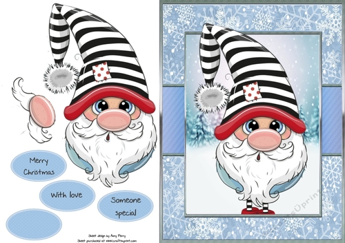 Santas Little Helper in a Black & White Hat 