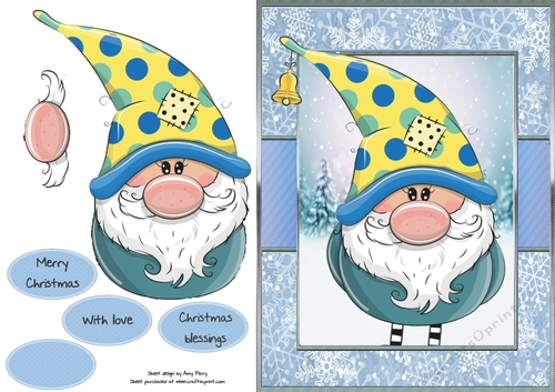 Santas Little Helper in a Blue & Yellow Hat 