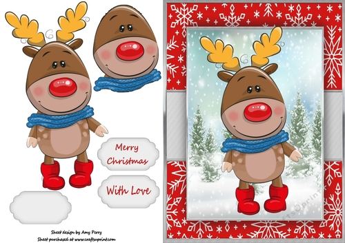 Cute Reindeer In Red Boots
