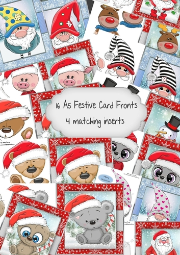 16 A5 Festive Card Fronts With 4 Matching Inserts
