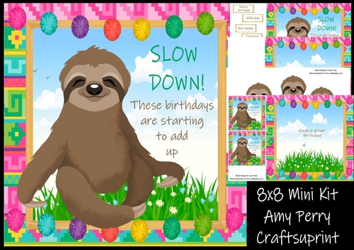 Slow down! These birthdays are starting to add up sloth 8x8 mini kit