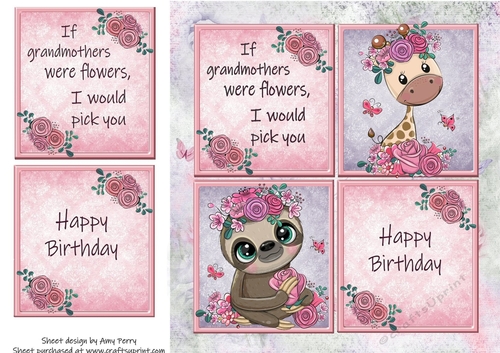 If grandmothers  were flowers, I would pick you Sloth & Giraffe 8x8