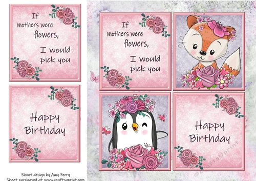 If mothers were flowers, I would pick you Fox & Penguin 8x8