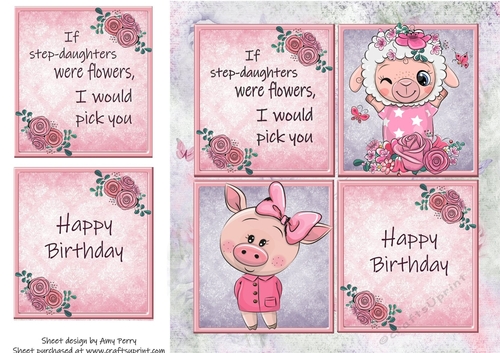 If step-daughters were flowers, I would pick you Pig & Sheep 8x8