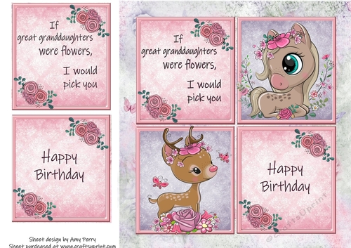 If great granddaughters  were flowers, I would pick you Horse & Deer 8x8