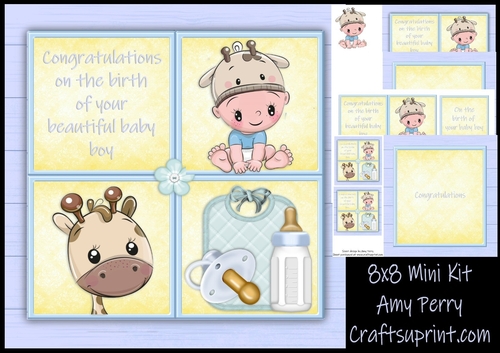Baby Boy Cube Giraffe 8x8 Mini Kit