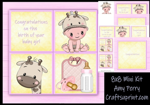 Baby Girl Cube Giraffe 8x8 Mini Kit