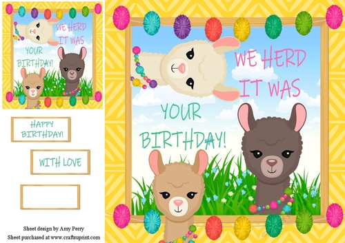 We herd it was your birthday Llama fun 8x8