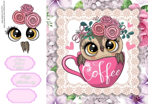 I love you a latte Owl (Coffee Humour) 8x8