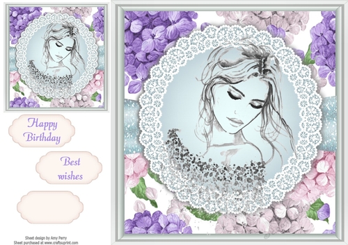 Posing Girl With Hydrangeas 8x8