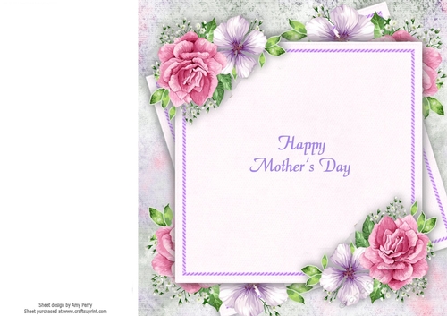 Beautiful Watercolour Rose Insert Happy Mothers Day 8x8