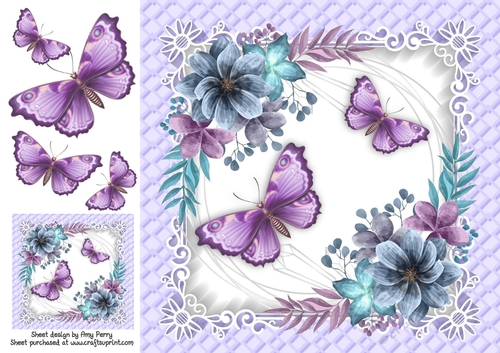 Beautiful Blue & Purple Flowers 8x8