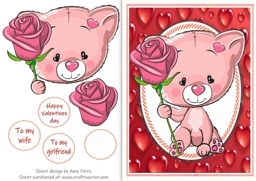 Cute Valentine Cat With Pink Rose 