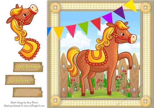 Cute Farmyard Horse 8x8