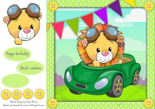 Adorable Lion Driving a Car 8x8