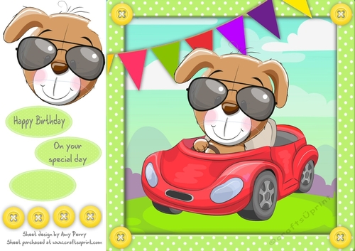 Adorable Dog Driving a Car 8x8