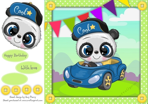 Adorable Panda Driving a Car 8x8