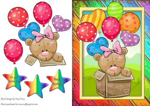 Special Delivery Brown Bear With Pink Bow A5