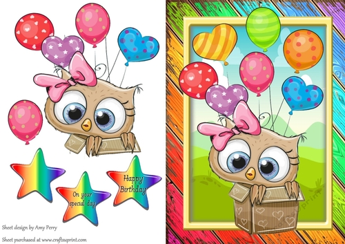 Special Delivery Owl With Pink Bow A5
