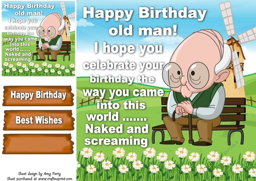 Funny Birthday Old Man 1 8x8