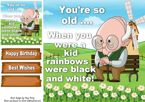 Funny Birthday Old Man 7 8x8