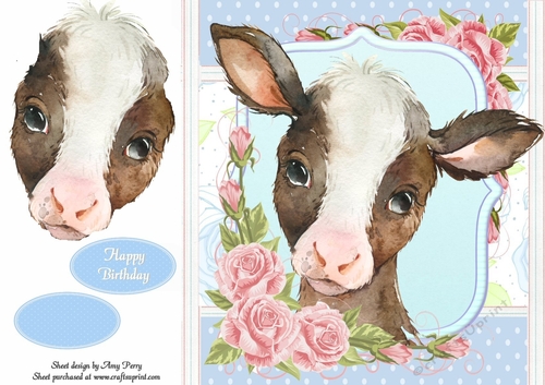 Gorgeous Brown & White Goat Shabby Chic 8x8