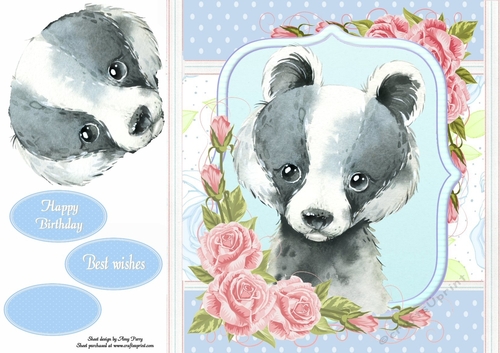 Gorgeous Black & White Badger Shabby Chic 8x8