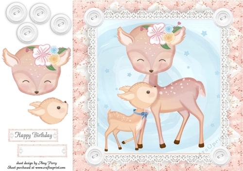 Gorgeous Deer Family Shabby Chic 8x8